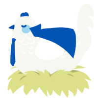 plate of milk, a white chicken with a half-lace pattern