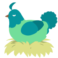 A spring and teal chicken with a head pattern