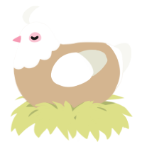A beige and white chicken with a head pattern