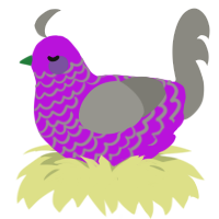yama, a amethyst and ash chicken with a lace pattern