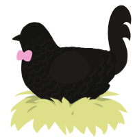 A black and sable chicken with a lace pattern