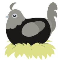 A sable and ash chicken with a head pattern