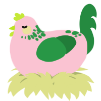 A rose and viridian chicken with a neck-speckle pattern