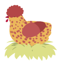 A honey and red chicken with a speckle pattern
