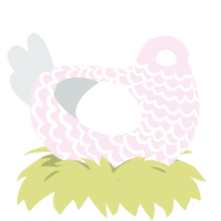 A pink and silver chicken with a lace pattern