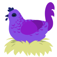 Welchers, a blurple and violet chicken with a half-lace pattern