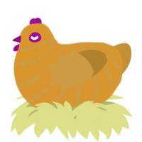 A orange and gold chicken with a bar pattern