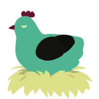 A aqua and black chicken