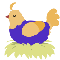 A indigo and honey chicken with a head pattern