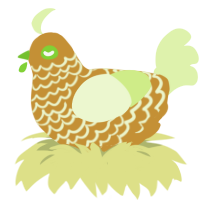 A gold and apple chicken with a lace pattern