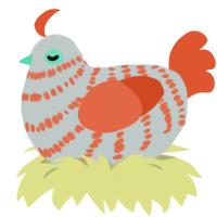 A silver and vermilion chicken with a bar pattern