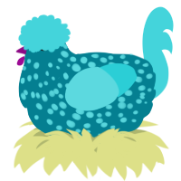 A sea and aqua chicken with a speckle pattern
