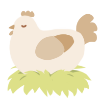 Latté, a cream and beige chicken