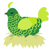 A viridian and lime chicken with a lace pattern