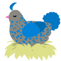 A ash and sapphire chicken with a speckle pattern