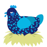 (unnamed), a navy and cerulean chicken with a speckle pattern