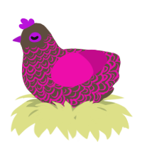 A bark and fuchsia chicken with a double-lace pattern