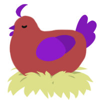 A red and violet chicken