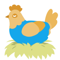 A sky and honey chicken with a head pattern