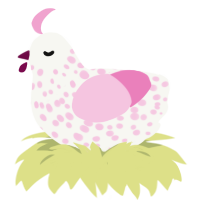 (unnamed), a white and pink chicken with a speckle pattern
