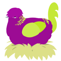 A plum and lime chicken with a neck-band pattern