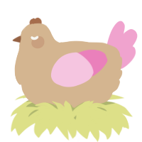 A beige and pink chicken