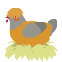 A orange and ash chicken with a head pattern