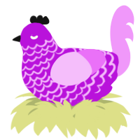 A amethyst and lavender chicken with a lace pattern