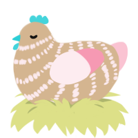 (unnamed), a beige and rose chicken with a bar pattern