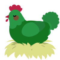 A leaf and viridian chicken with a head pattern