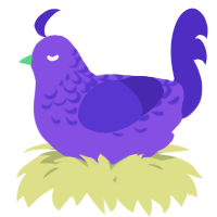 A blurple and indigo chicken with a half-lace pattern
