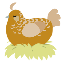 A ochre and beige chicken with a half-lace pattern