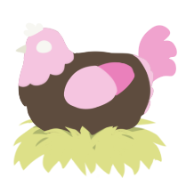 A bark and pink chicken with a head pattern