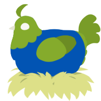 A ultramarine and chartreuse chicken with a head pattern