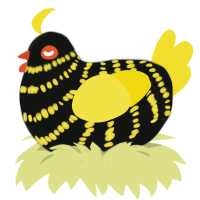 tony the tiger, a black and yellow chicken with a bar pattern