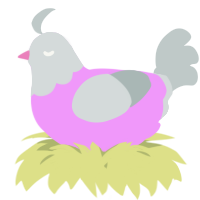 A lavender and silver chicken with a head pattern