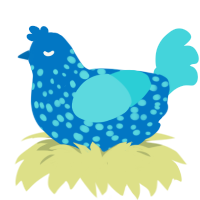 Blue Screen of Death, a sapphire and aqua chicken with a speckle pattern