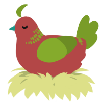 A red and chartreuse chicken with a neck-band pattern