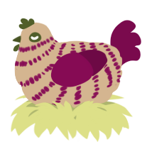 A beige and wine chicken with a bar pattern