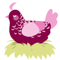 A maroon and pink chicken with a half-lace pattern