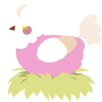Tiny Katt Thing, a pink and cream chicken with a head pattern