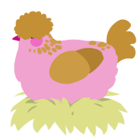A pink and gold chicken with a neck-speckle pattern