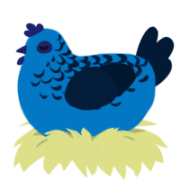 A sapphire and tumblr chicken with a half-lace pattern