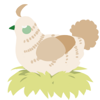 A cream and beige chicken with a half-bar pattern