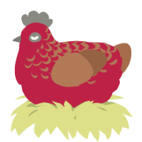 A crimson and brown chicken with a half-lace pattern