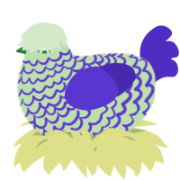 A gluppy and indigo chicken with a lace pattern