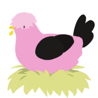 skater gull, a pink and sable chicken