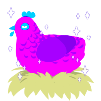 A amethyst and violet chicken with a half-lace pattern