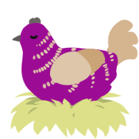 A plum and beige chicken with a half-bar pattern