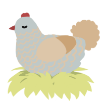 A silver and beige chicken with a lace pattern